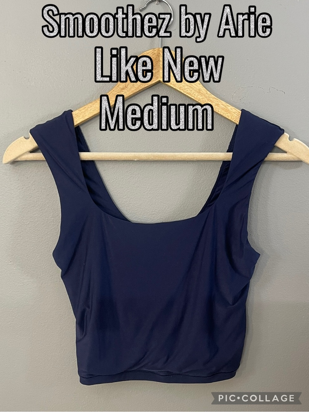 Smoother by Aerie Navy Square-Neck Crop Top